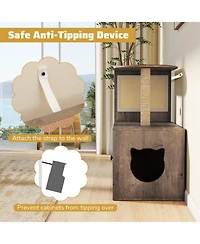 Cozito Cat Tree 34 in with Litter Box Enclosure and Sisal Post