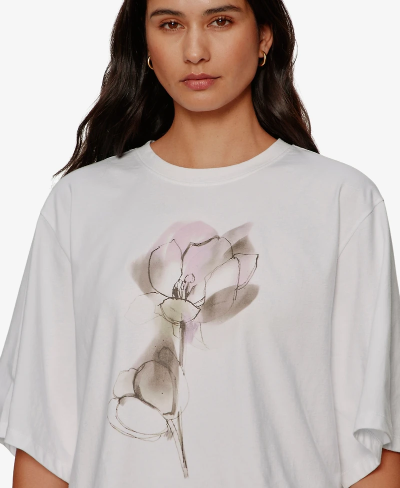 Sanctuary Women's Belle Artist Crewneck Oversized Cotton T-Shirt