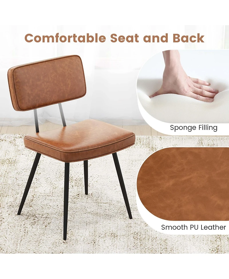 Gymax Dining Chairs Set of 4 Width Pu Leather Cover Filled Sponge Waterfall Seats