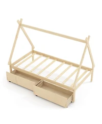 Gouun Tent Platform House Bed with Storage Drawers