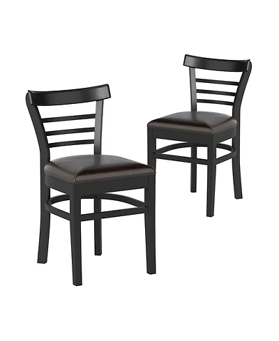 Sugift Set of 2 Wooden Dining Chair with Rubber Wood Legs for Restaurant