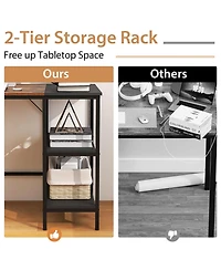 Sugift 55 Inch Modern Industrial Style Study Writing Desk with 2 Storage Shelves