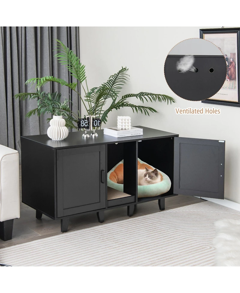 Cozito Cat Litter Box Enclosure 47.5 in 2 Door Stackable