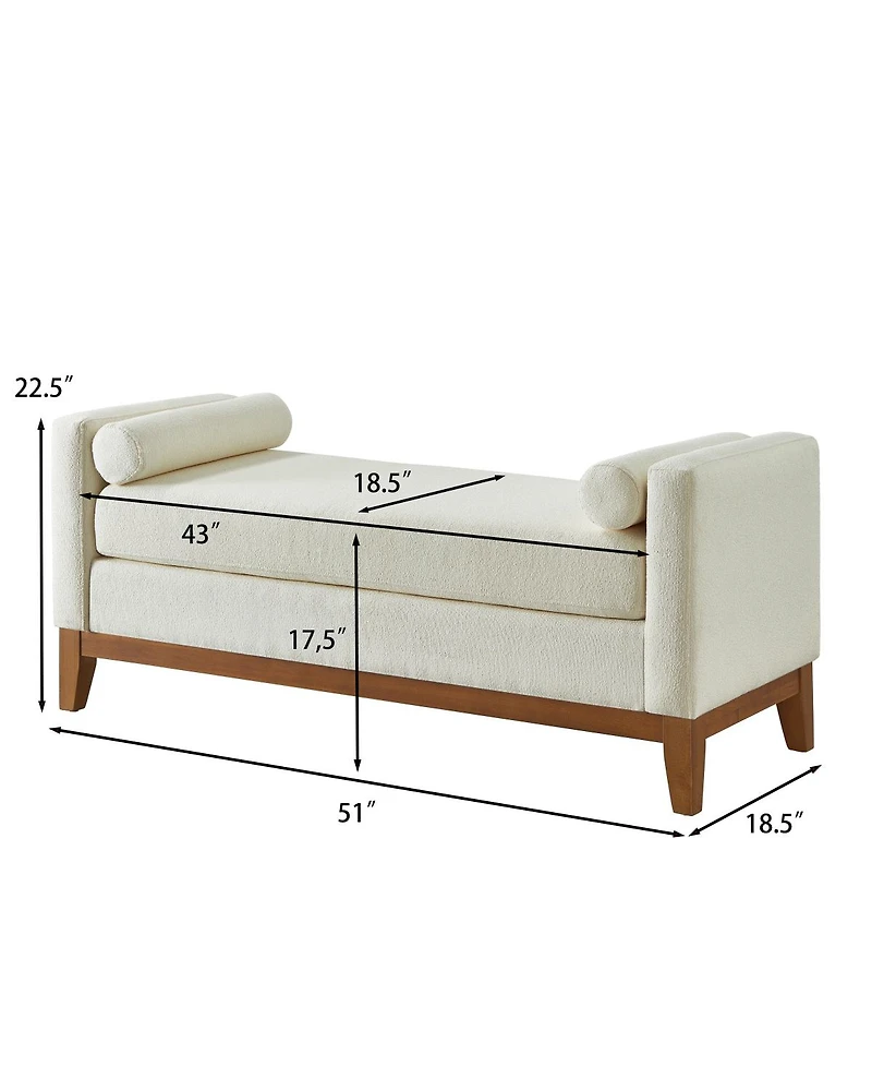 Streamdale Furniture Boucle Upholstered Ottoman/Bench with Pillows