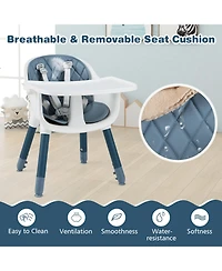 Sugift 4-in-1 Baby Convertible Toddler Table Chair Set with Pu Cushion