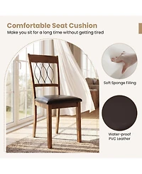 Sugift Set of 2 Dining Chair Fabric/Faux Leather Upholstered with Padded Seat