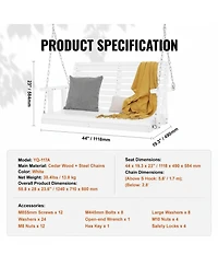 Gouun 4 feet Cedar Hanging Porch Swing with Galvanized Chains, 880 lbs Capacity