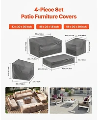 Gouun 420D Waterproof Patio Furniture Cover 4-Piece Set for Outdoor Tables, Chairs and Sofas