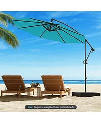 Sugift 10 Feet Offset Hanging Umbrella with Base and Infinite Tilt-Turquoise