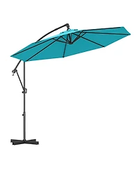 Sugift 10 Feet Offset Hanging Umbrella with Base and Infinite Tilt-Turquoise