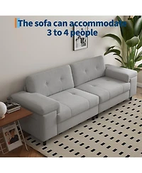 gaomon 85 Inch Modern 3 Seater Sofa Couch with Adjustable Armrests,Living Room Sofa with Plush Chenille Fabric,Couch with Button Tufted Backrest