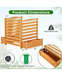 Sugift Three Panel Wood Air Conditioner Fence with Planter Box