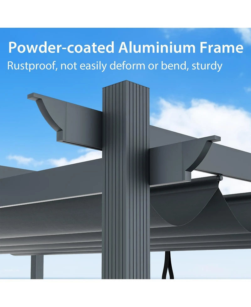 Sugift 10 x 13 Feet Outdoor Aluminum Retractable Pergola Canopy Shelter