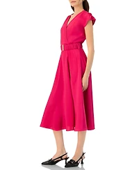 Ivonne Women's Sleeveless Midi Satin Dress with Belt