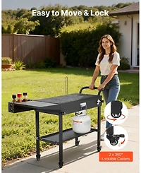 Ecooso Foldable Outdoor Grill Cart 31x17 Inch with Side Table and Hooks