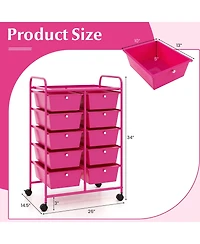 Sugift 10-Drawer Rolling Storage Cart