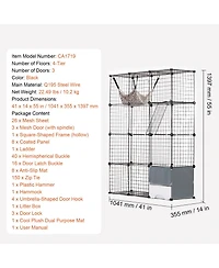 Cozito Cat Cage 4-Tier 41x14x55 in Metal Enclosure with Hammock