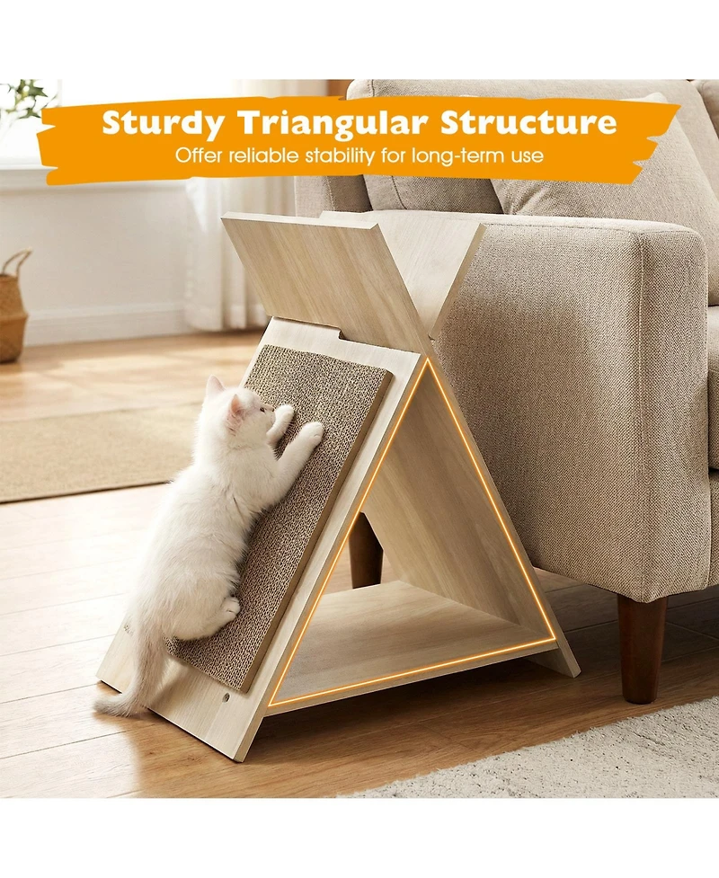 Cozito Cat Scratcher 21 in Wooden for Claw Care and Furniture Guard