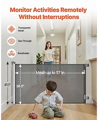 Cozito Retractable Baby Gate 38.5 in Tall Extends to 57 in Mesh