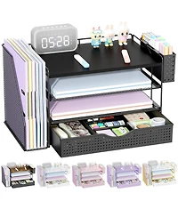 Gnuadz Wood Desk Organizer File Holder 4-Tier Drawer