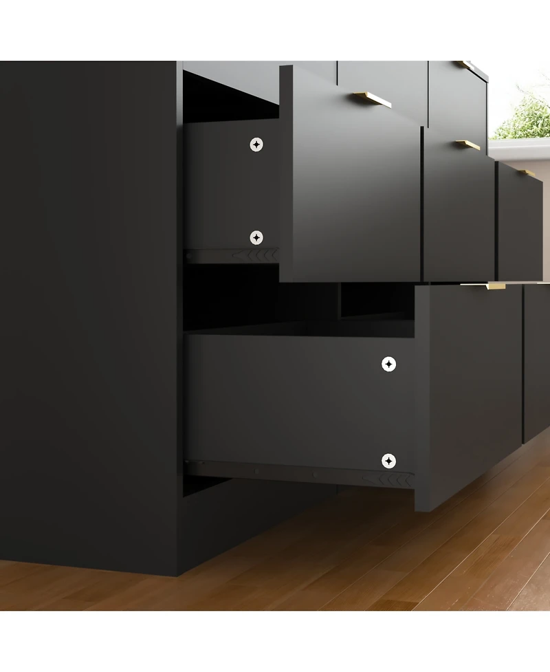 Rainsken 9 Drawer Dresser for Bedroom, 63" Large Deep Chest of Drawers, with Metal Handle, Bedroom Living Room