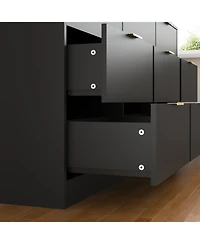 Rainsken 9 Drawer Dresser for Bedroom, 63" Large Deep Chest of Drawers, with Metal Handle, Bedroom Living Room