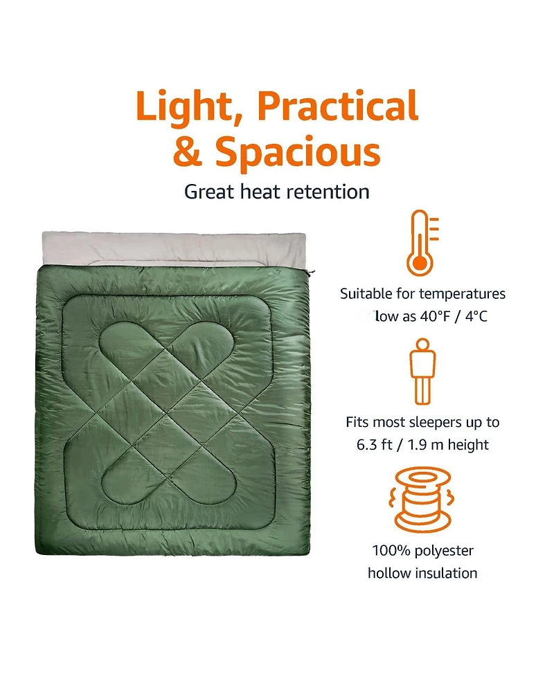 Gnuadz 40degree(s)F Cold Weather Two-Person Camping Sleeping Bag Camping Outdoor Recreation Gear