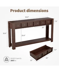 gaomon Entryway, Console Table Narrow Sofa Table Behind Couch, Farmhouse Entry Table with 2 Drawers, 2-Tier Open Shelf Hallway Foyer Table