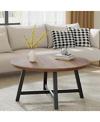 gaomon Round Coffee Table Center Table, Large Coffee Table Industrial Accent Tables with Adjustable Feet, Living Room Tables with Thickened Legs