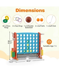 Slickblue Jumbo Connect Game with Ring Toss and Basketball Hoop Set
