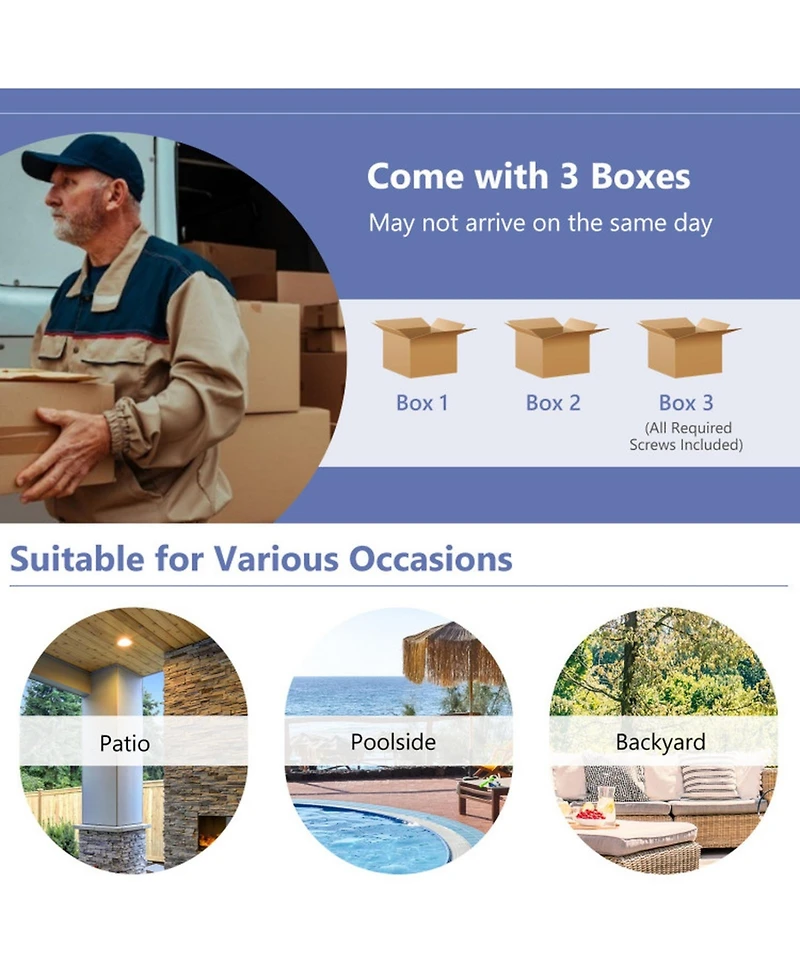 Gouun 4-Piece Wicker Rattan Patio Conversation Set with Loveseat and Glass Coffee Table