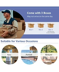 Gouun 4-Piece Wicker Rattan Patio Conversation Set with Loveseat and Glass Coffee Table