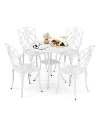 Sugift 5 Piece Patio Cast Aluminum Dining Set with Umbrella Hole