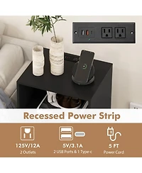 Gouun 3-Tier Turntable Stand with Built-In Charging Station and 4 Vinyl Dividers