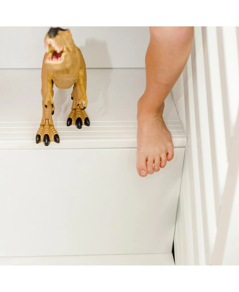 Max & Lily Solid Wood Twin over Twin Low Bunk Bed for Kids with Staircase