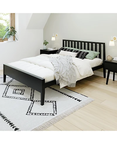 Max & Lily Scandinavian Solid Wood Queen Bed with Slatted Headboard
