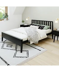 Max & Lily Scandinavian Solid Wood Queen Bed with Slatted Headboard