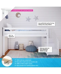 Max & Lily Twin Low Loft Bed with Staircase