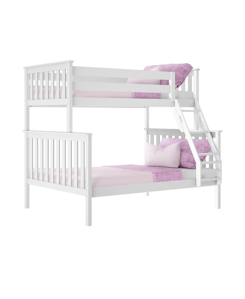Max & Lily Bunk Bed Twin over Full Size, Solid Wood Beds with Ladder for Kids