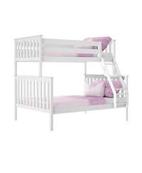 Max & Lily Bunk Bed Twin over Full Size, Solid Wood Beds with Ladder for Kids