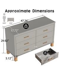Rainsken Spacious 6-Drawer Chest of Drawers, 47.24'' Modern Dresser with Metal Accent Handles and Solid Wood Legs for Household Storage