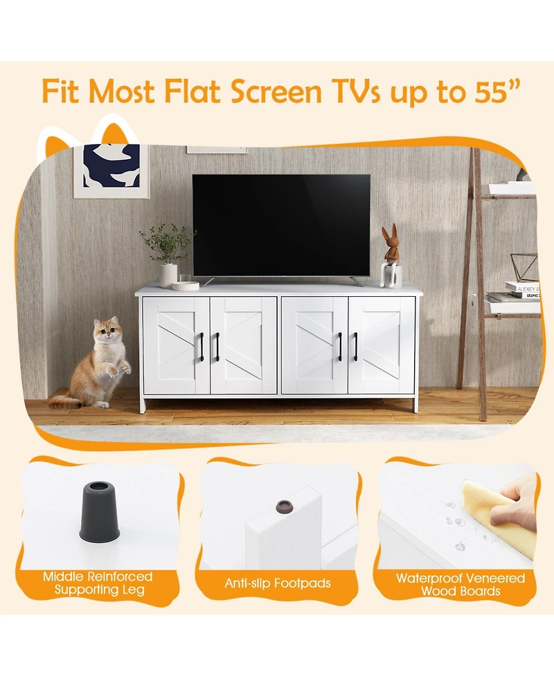 Cozito Cat Litter Box Enclosure 48 in Barn Door for 2 Cats