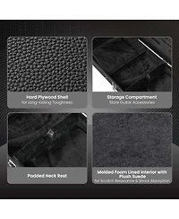 Yescom Universal Rectangular Electric Guitar Hard Case with Folding Guitar Stand