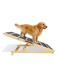 Aostirmotor Adjustable Dog Ramp for Couch, 6 Heights 14"-25" with Non-Slip Pad, Portable Stable Pet Steps for Small Dogs, Sofa and Stairs