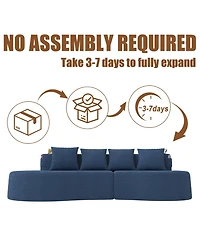 Rainsken 3-Seater Half Moon Curved Sectional Sofa, Modern Modular Couch with Soft Chenille Fabric, 2 Cup Holders and Side Pockets for Living Room