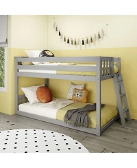 Max & Lily Solid Wood Twin over Low Bunk Bed with Ladder on End For Kids