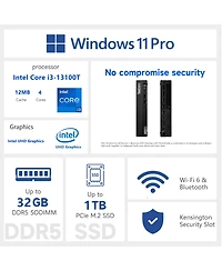 Lenovo ThinkCentre M70q Mff Desktop Intel Core i3 32GB Ram Intel Uhd Graphics 1TB Ssd Storage Windows 11 Pro