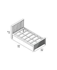 Max & Lily Twin Bed Frame with Headboard, Solid Wood Platform for Kids