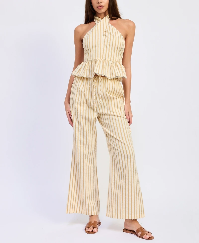 En Saison Women's Pull-On Self-Tie Waist Pants