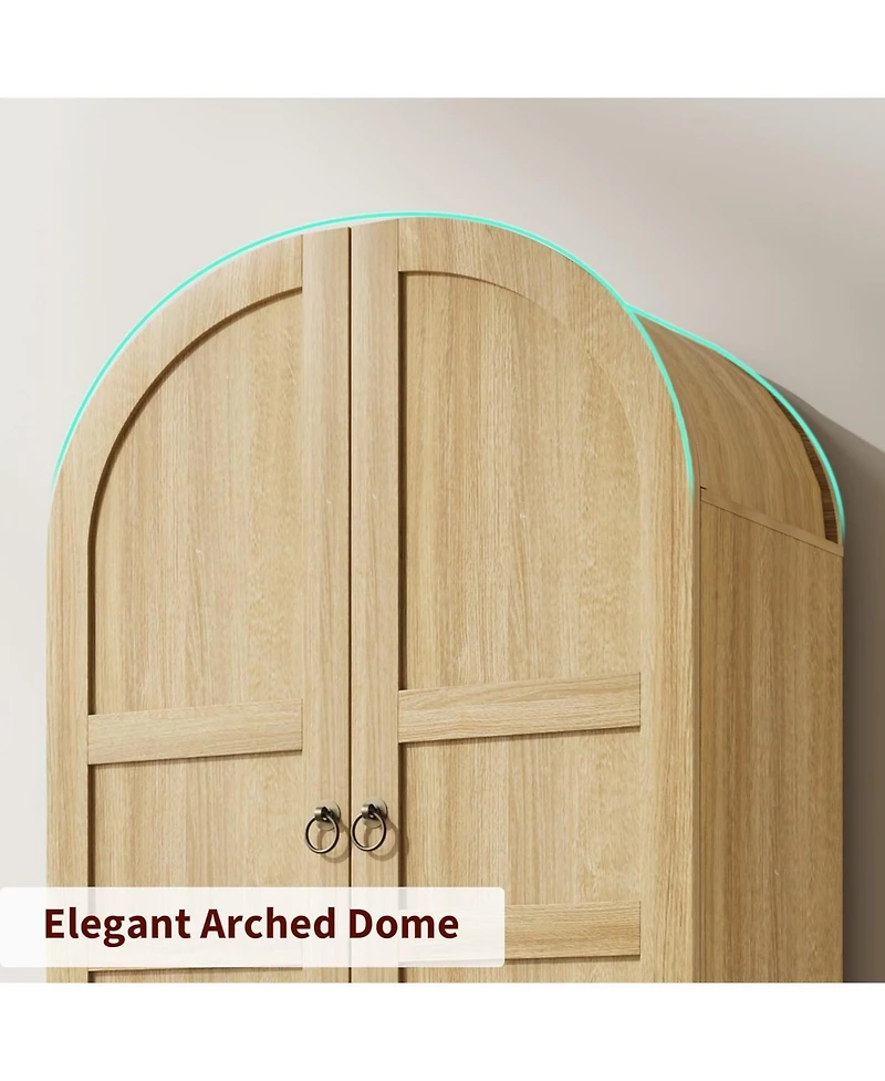 gaomon 72" Tall Arched Kitchen Pantry Cabinet - Farmhouse Freestanding Storage Cupboard with Wooden Doors & Drawers